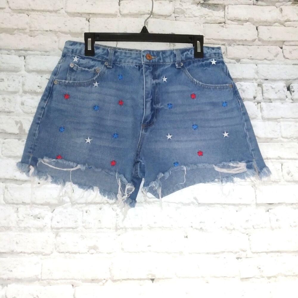 No Boundaries Shorts Juniors 13 Cut Off High Rise Embroidered Stars Patriotic